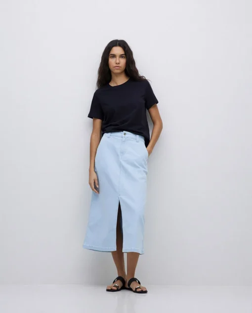 YERSE Falda tejana midi azul índigo Clearance
