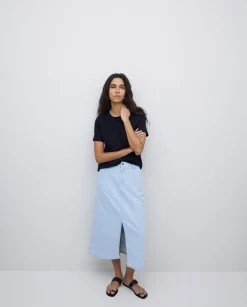 YERSE Falda tejana midi azul índigo Clearance