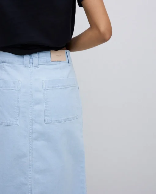YERSE Falda tejana midi azul índigo Clearance