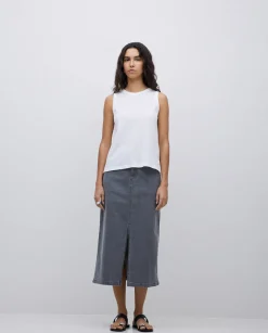 YERSE Falda tejana midi gris Clearance