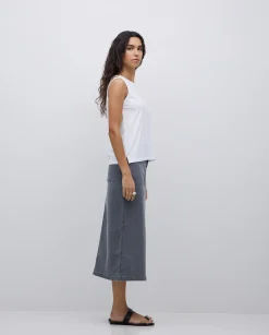 YERSE Falda tejana midi gris Clearance