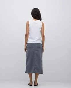 YERSE Falda tejana midi gris Clearance