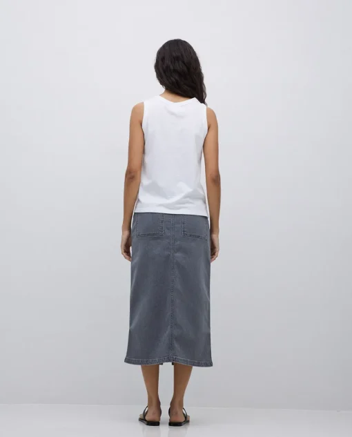 YERSE Falda tejana midi gris Clearance