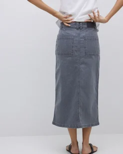 YERSE Falda tejana midi gris Clearance