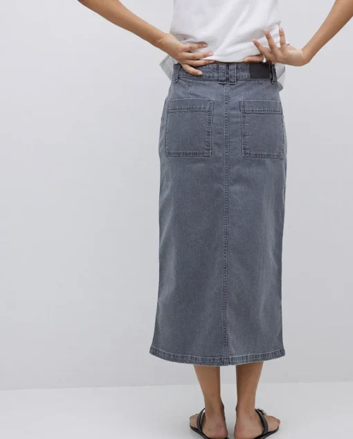 YERSE Falda tejana midi gris Clearance