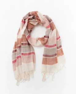 YERSE Fular lino rayas terracota Online