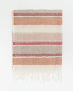 YERSE Fular lino rayas terracota Online