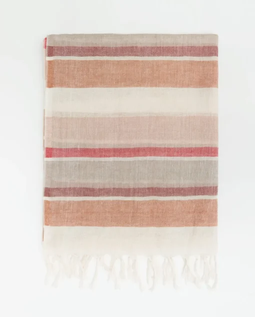 YERSE Fular lino rayas terracota Online