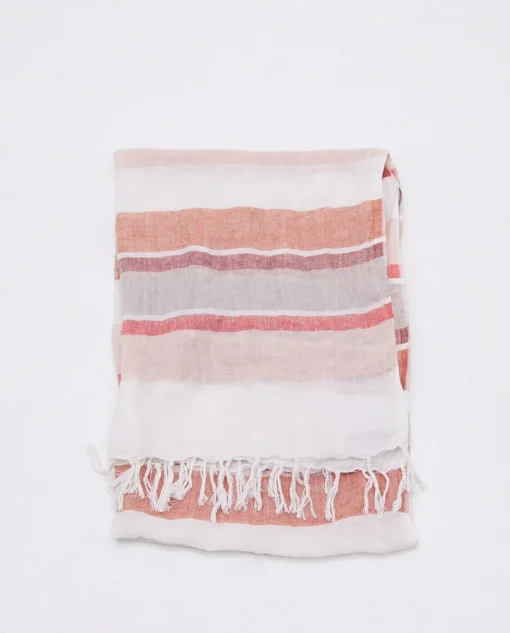 YERSE Fular lino rayas terracota Online