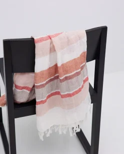 YERSE Fular lino rayas terracota Online