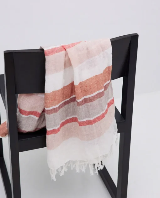 YERSE Fular lino rayas terracota Online