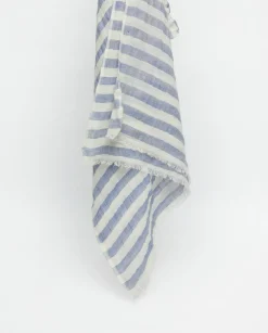 YERSE Fular rayas algodón y lino azul Best