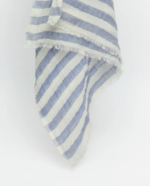 YERSE Fular rayas algodón y lino azul Best