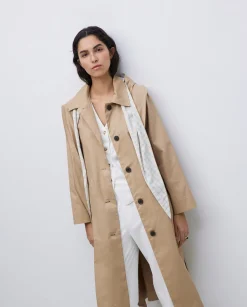 YERSE Gabardina algodón capucha camel Sale