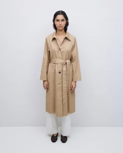 YERSE Gabardina algodón capucha camel Sale
