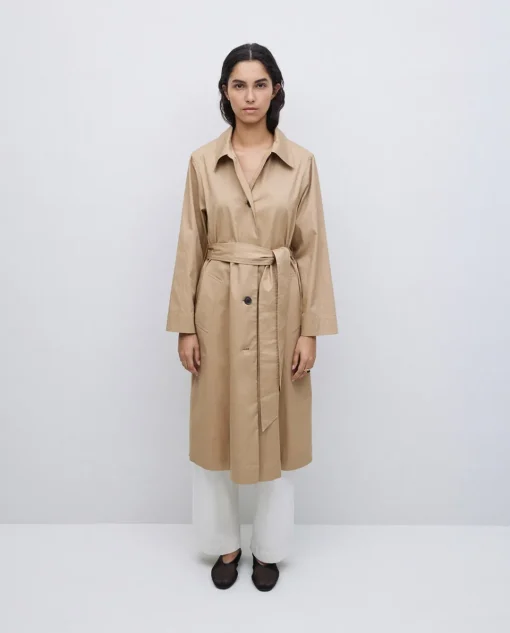 YERSE Gabardina algodón capucha camel Sale