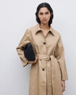 YERSE Gabardina algodón capucha camel Sale