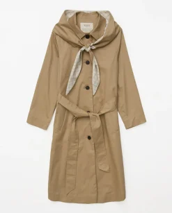 YERSE Gabardina algodón capucha camel Sale