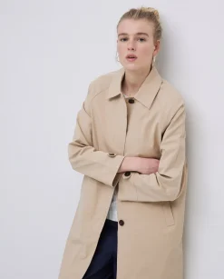 YERSE Gabardina cuello camisero beige Clearance