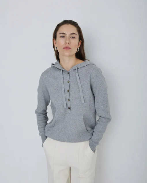 YERSE Jersey algodón orgánico capucha gris Online
