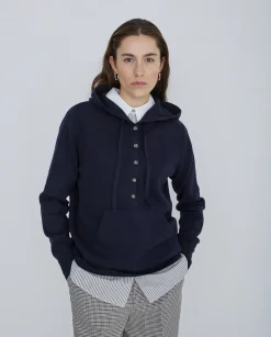 YERSE Jersey algodón orgánico capucha azul marino Outlet
