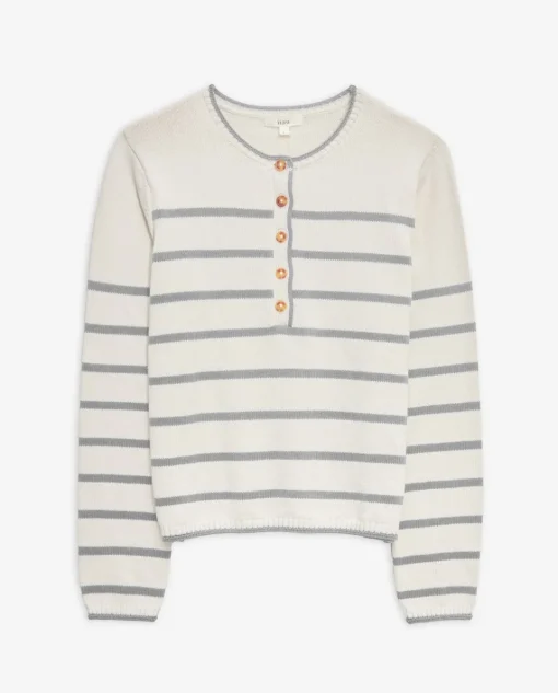 YERSE Jersey algodón orgánico rayas gris Sale