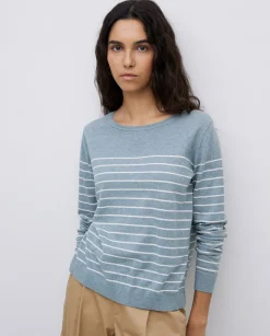 YERSE Jersey básico rayas gris verdoso Hot