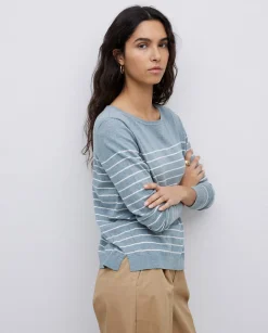 YERSE Jersey básico rayas gris verdoso Hot