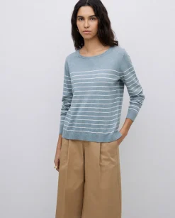 YERSE Jersey básico rayas gris verdoso Hot