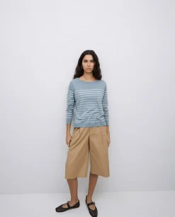 YERSE Jersey básico rayas gris verdoso Hot