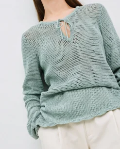 YERSE Jersey calado lazo verde claro Clearance
