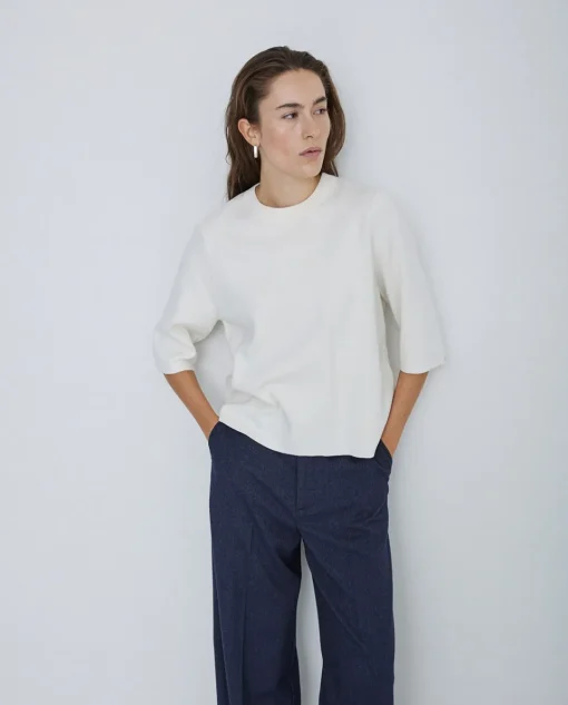 YERSE Jersey con cashmere manga 3/4 crudo Fashion
