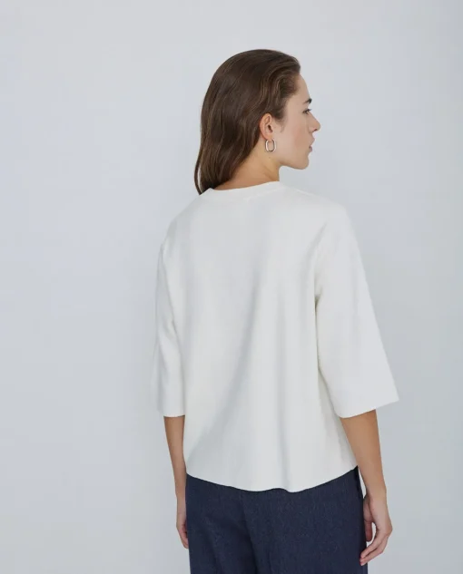 YERSE Jersey con cashmere manga 3/4 crudo Fashion