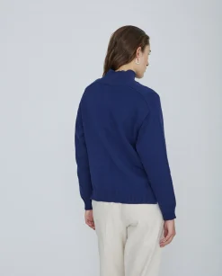 YERSE Jersey de punto con botones azul oscuro New