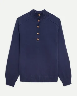 YERSE Jersey de punto con botones azul oscuro New