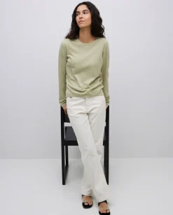 YERSE Jersey escote redondo algodón orgánico verde claro Outlet