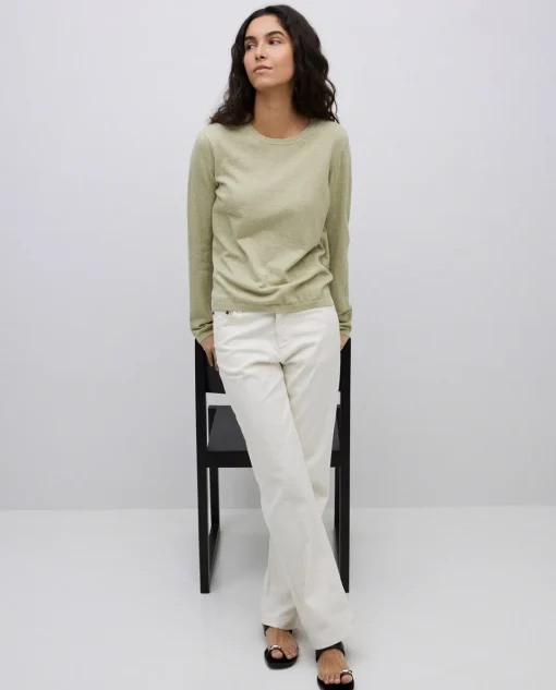 YERSE Jersey escote redondo algodón orgánico verde claro Outlet