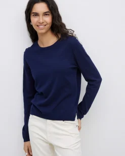 YERSE Jersey escote redondo algodón orgánico azul oscuro Outlet