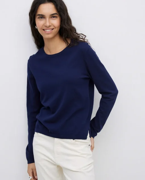 YERSE Jersey escote redondo algodón orgánico azul oscuro Outlet