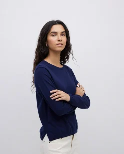 YERSE Jersey escote redondo algodón orgánico azul oscuro Outlet