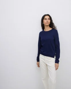 YERSE Jersey escote redondo algodón orgánico azul oscuro Outlet