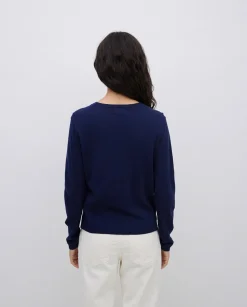 YERSE Jersey escote redondo algodón orgánico azul oscuro Outlet