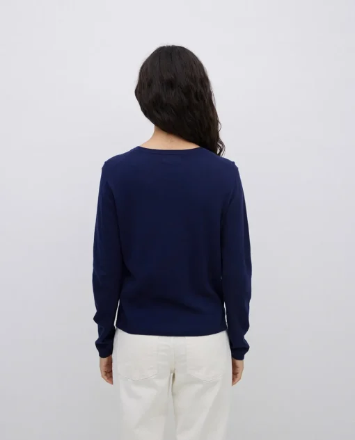 YERSE Jersey escote redondo algodón orgánico azul oscuro Outlet