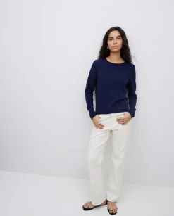 YERSE Jersey escote redondo algodón orgánico azul oscuro Outlet