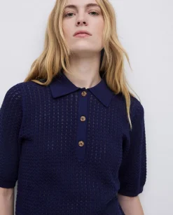 YERSE Jersey punto calado azul oscuro New