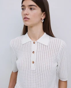 YERSE Jersey punto calado blanco Clearance