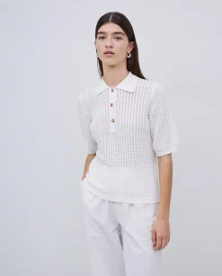 YERSE Jersey punto calado blanco Clearance