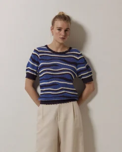 YERSE Jersey punto manga corta azul Best