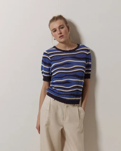 YERSE Jersey punto manga corta azul Best