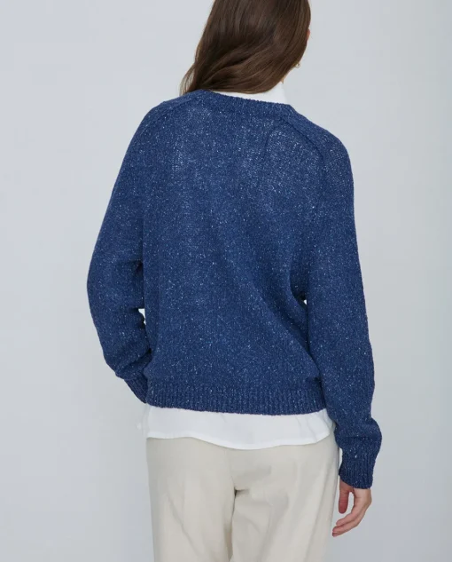 YERSE Jersey tejido lino y seda azul oscuro Outlet